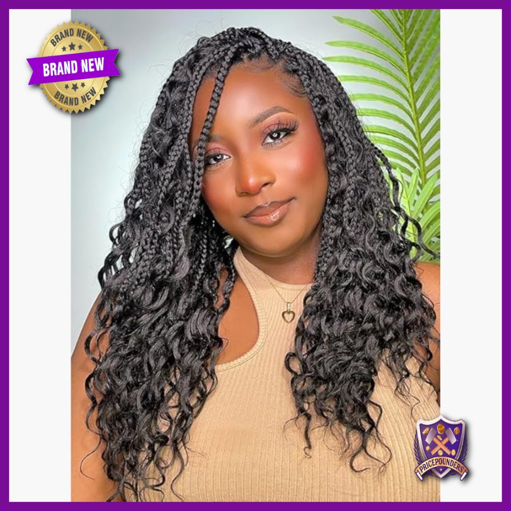 Short Boho Braided Wig Full Lace Human Hair Blended Knotless Box Braid